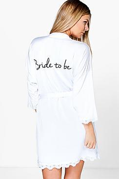 Boohoo Abigail Bride Slogan Slinky Robe