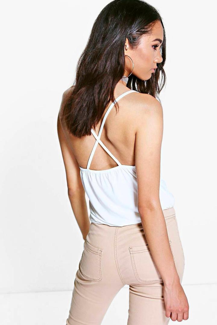 Boohoo Petite Anna Cross Back Strappy Cami Ivory