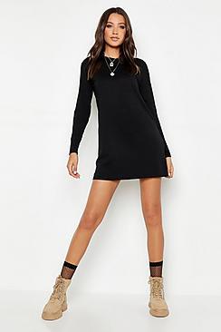 Boohoo Tall Cotton Long Sleeve T Shirt Dress
