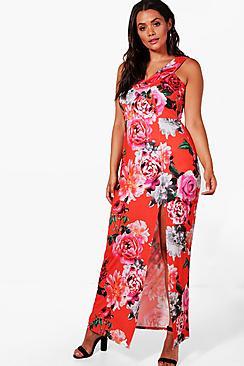 Boohoo Plus Macie Off The Shoulder Floral Maxi Dress