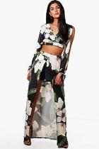 Boohoo Penny Floral Crop & Split Front Maxi Co-ord