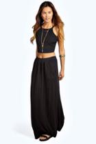 Boohoo Lizbeth Pocket Front Jersey Maxi Skirt Black