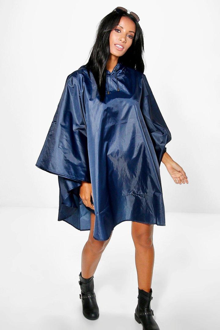 Boohoo Millie Festival Poncho Navy