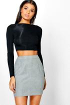 Boohoo Ilia Woven Soft Suedette A Line Mini Skirt Sky