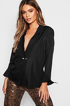 Boohoo Blazer Button Detail Blouse