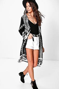 Boohoo Monoprint Longline Kimono