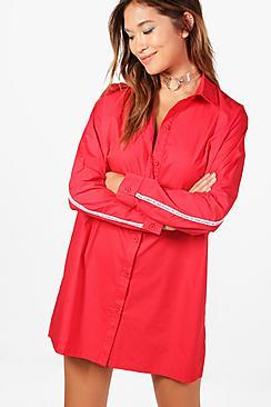 Boohoo Sarah Slogan Tape Shirt Dress