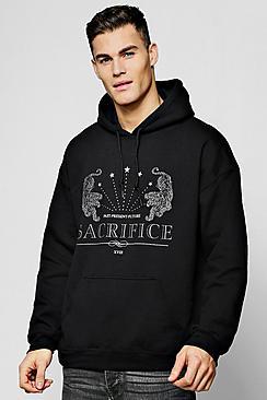 Boohoo Oversized Sacrifice Print Hoodie