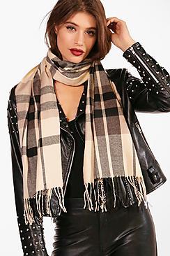 Boohoo Nadia Check Woven Scarf