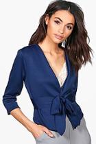 Boohoo Erin Tie Front Crop Jacket