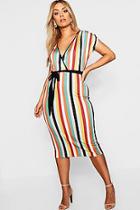 Boohoo Plus Striped Wrap Dress