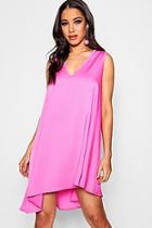 Boohoo Plunge Asymmetric Swing Dress