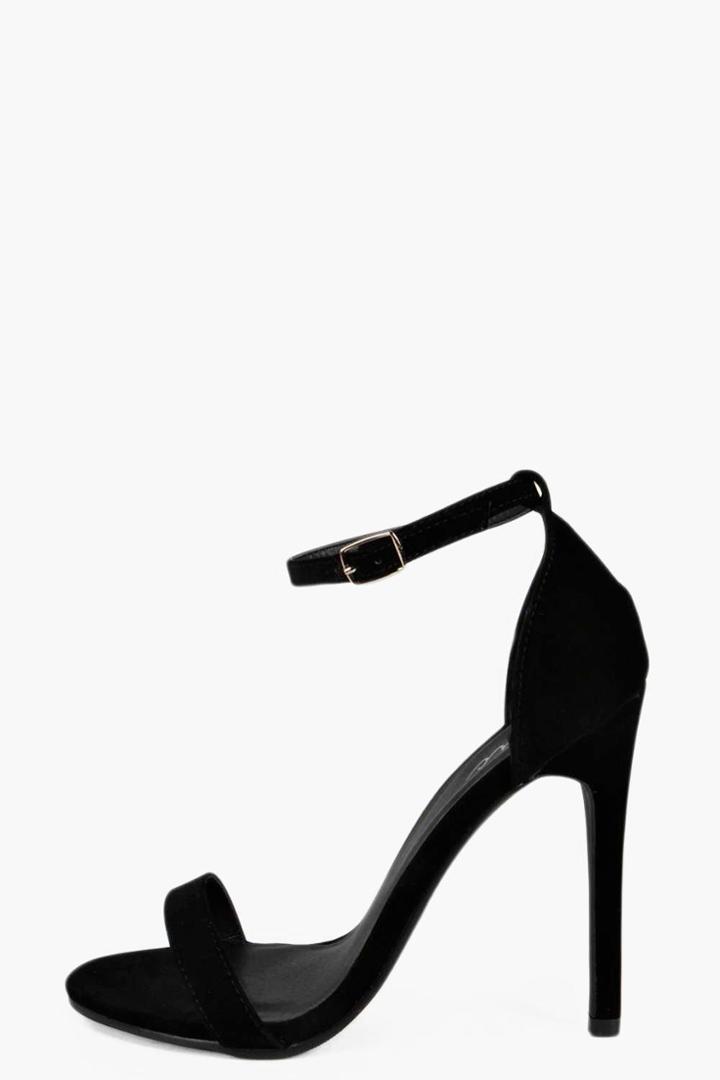 Boohoo Maddie Suedette Skinny Barely There Heels Black