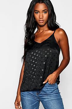 Boohoo Satin Spot Cami Top