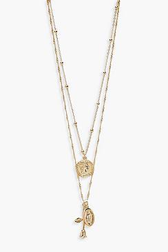 Boohoo Plus Gold Rose Pendent Choker