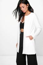 Boohoo Holly Collarless Lined Duster Cream