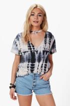 Boohoo Anna Tie Dye Metal Choker Tee Black