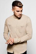 Boohoo Mushroom Long Sleeve Chest Pocket Jersey Shirt Mushroom