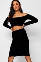 Boohoo Fluffy Knit Mini Skirt Co-ord