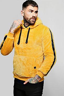 Boohoo Borg Hoodie With Contrast Taping