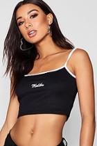 Boohoo Fiona Malibu Slogan Embroidered Crop