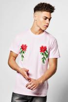 Boohoo Floral Embroidered T-shirt Pink