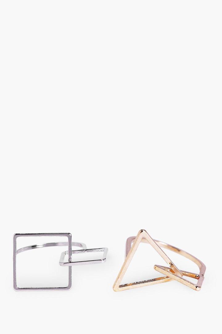 Boohoo Emily Geometric Ring Pack Multi