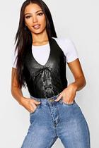 Boohoo Pu Lace Up Halter Neck Top