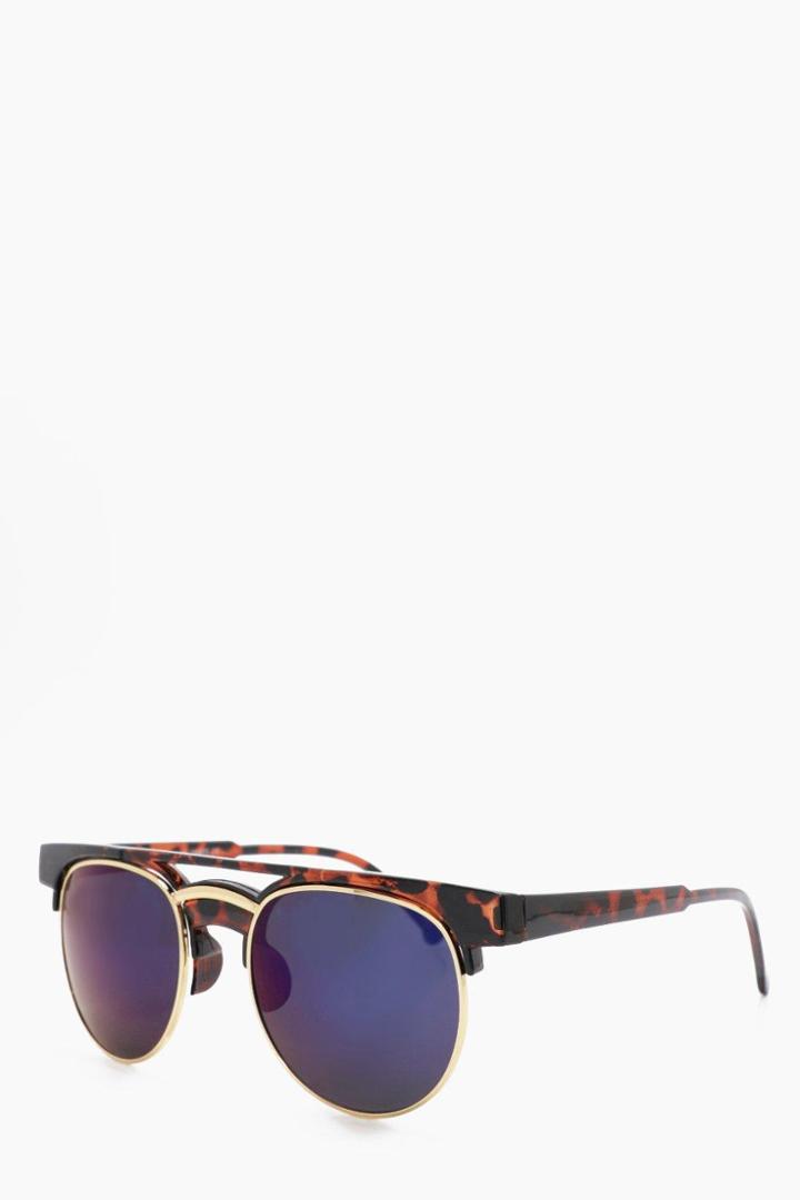 Boohoo Tortoise Shell Club Master Sunglasses Brown