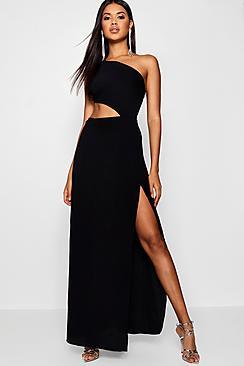 Boohoo One Shoulder Belted Maxi Dress