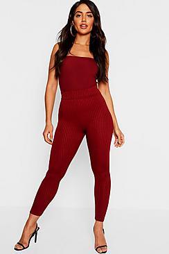 Boohoo Basic High Waist Ribbed Leggings