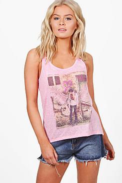 Boohoo Amy Printed Neppy Vest