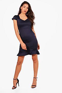 Boohoo Megan Frill Hem Midi Dress