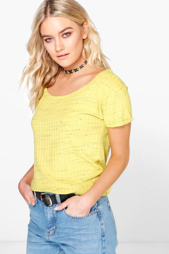 Boohoo Ella Large Marl Rib T-shirt Lime