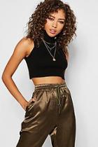 Boohoo Roll Neck Knitted Ribbed Crop Top