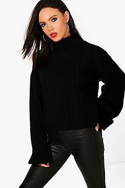 Boohoo Tall Alaina Maxi Wide Sleeve Rib Jumper