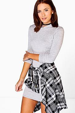 Boohoo Aly Long Sleeve Hooded Bodycon Sweat Dress