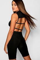 Boohoo High Neck Strappy Back Crop