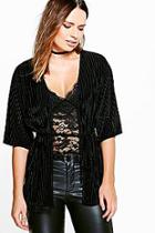 Boohoo Sarah Rib Velvet Kimono Jacket