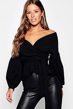 Boohoo Petite Off The Shoulder Blouse