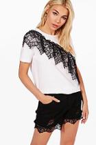 Boohoo Elizabeth Lace Ruffle T-shirt