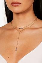 Boohoo Zoe Beaded Layered Plunge Necklace