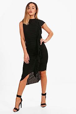 Boohoo Petite Frill Side Bodycon Dress