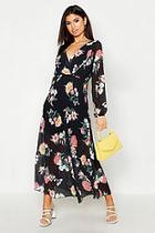 Boohoo Woven Floral Pleated Maxi Dress