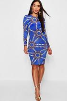 Boohoo Chain Print High Neck Midi Dress