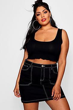 Boohoo Plus Dina Lettuce Hem Crop Top