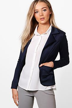 Boohoo Faye Pocket Scuba Blazer