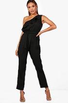 Boohoo Rosie Chiffon One Shoulder Jumpsuit