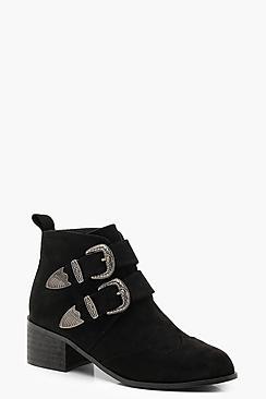 Boohoo Western Buckle Chelsea Ankle Boots