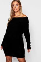 Boohoo Plus Off The Shoulder Knitted Dress